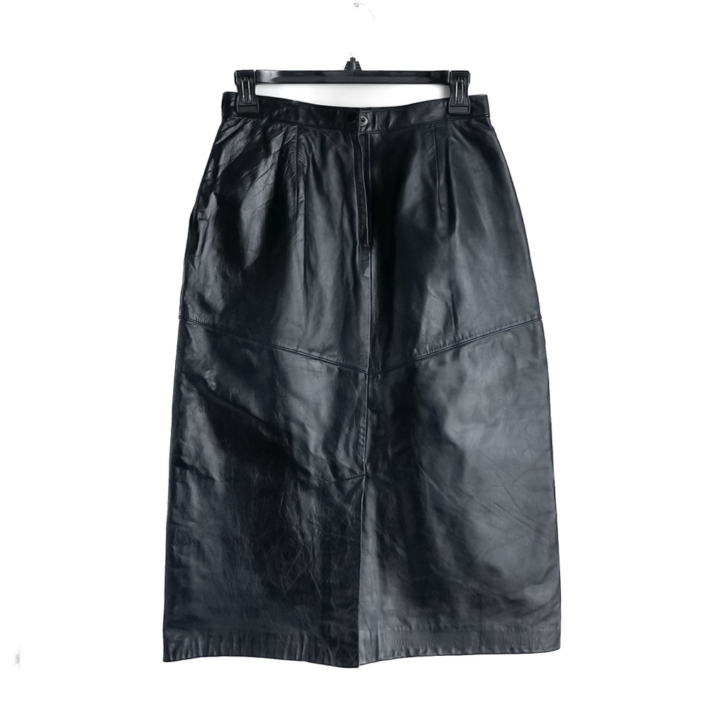 Evan Davies Petites Black Leather Pencil Skirt Size Size 6 Petite